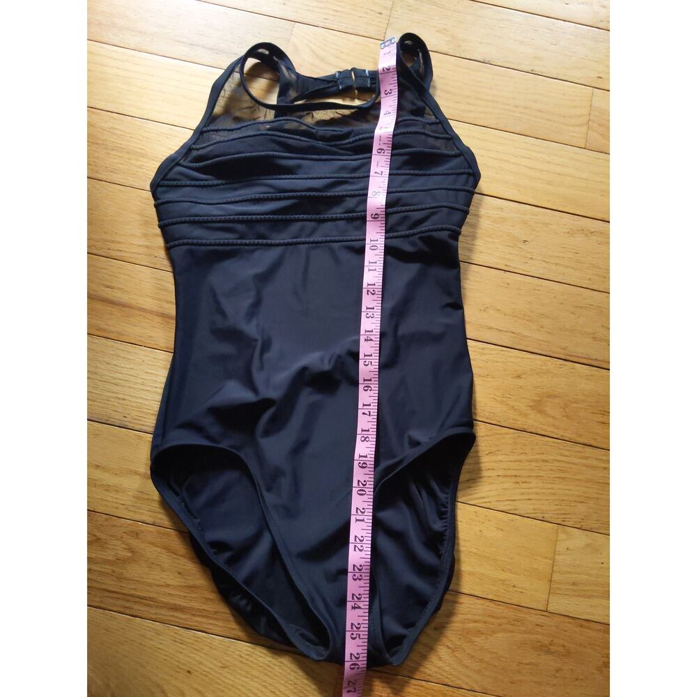 Jantzen Black One Piece Swimsuit Pleated Bust Vintage Style Classic Size 12L - Picture 8 of 8